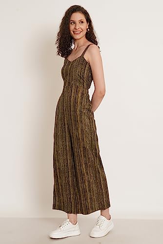 Image of COTLAND Fashions Jaipuri Cotton Abstract Printed Sleeveless Jumpsuit for Women