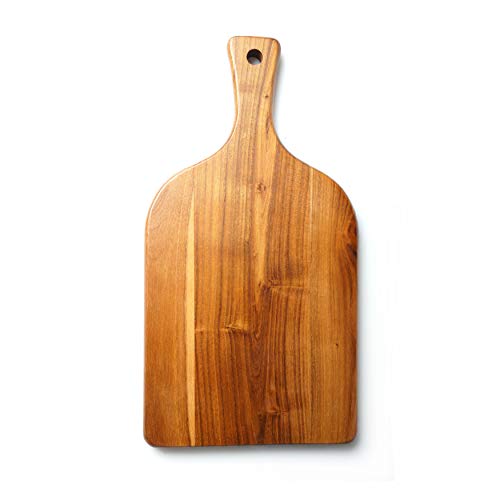 Teak Wooden Cutting Board with Handle - Elegant Wooden Chopping Board with Paddle Handle - Cheese Board - Charcuterie Board - Serving Board - Bread Board - A Perfect Gift for Weddings & Housewarmings