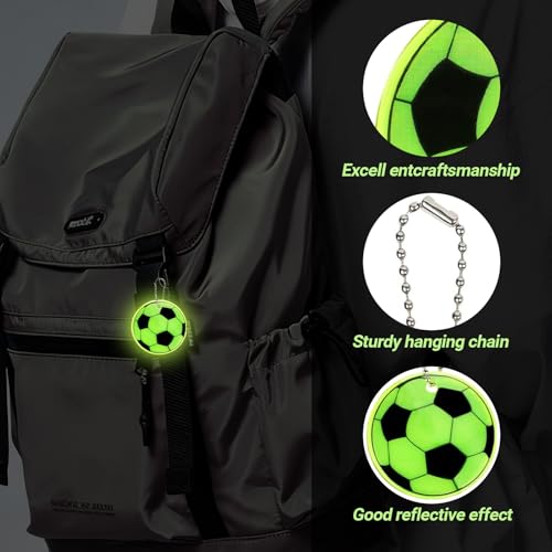 Meanju 20 Stück Reflektoren Anhänger, Reflektierender Fußballanhänger, Schulranzen Fußball Reflektor, Fussball Geschenke Jungen, Sicherheits Reflektor Anhänger für Schultasche Kleidung Rucksack