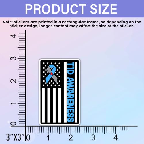 Image of SODAVA 3Pcs T1D Awareness Sticker, Type 1 Diabetes Awareness Blue and Gray Ribbon Awareness Flag Stickers for Laptop Water Bottle Phone Accessory Boat Car Bumper Window Helmet, Stickers