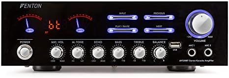 Fenton Bluetooth Amplifier Home Audio Stereo HiFi USB RCA AUX Karaoke Mic Inputs 120W