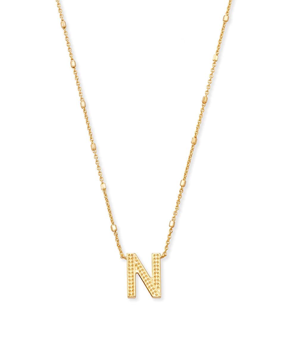 Kendra Scott Letters A-Z Pendant Necklace for Women, Fashion Jewelry, 14k Gold-Plated Brass