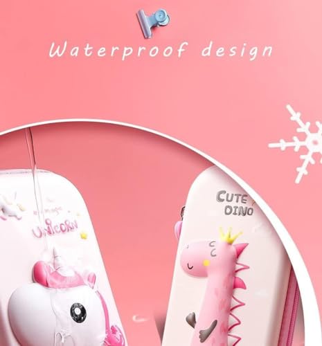 Image of WORSHIPER Plastic Large Capacity with Unicorn Design, Compartment & Zipper Pencil Pouch Combination Lock, Primary School Students Multi-Layer (Unicorn Password Lock Pouch Pink)
