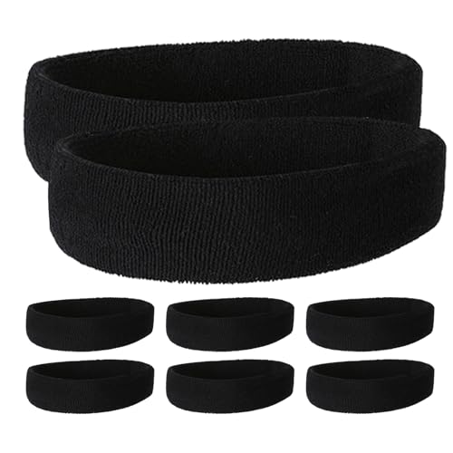 Cintas deportivas elásticas negras para el pelo pack de 8 unidades absorbentes para fitness
