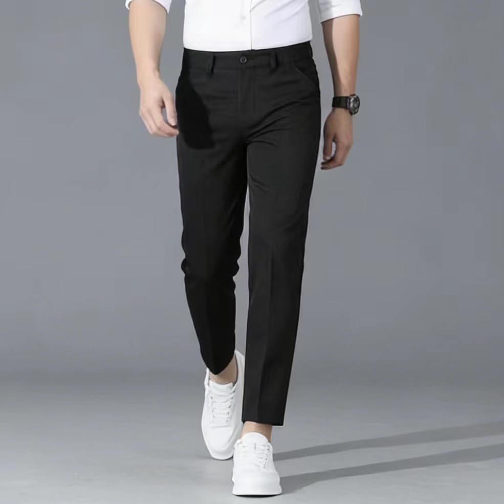 Men's Dress Pants, Slim-fit Cut, Flat-Front Design, Business-Casual Formal Trousers - Image 4