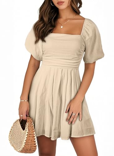 AlvaQ Summer Rompers for Women Dressy Cute Short Sleeve Square