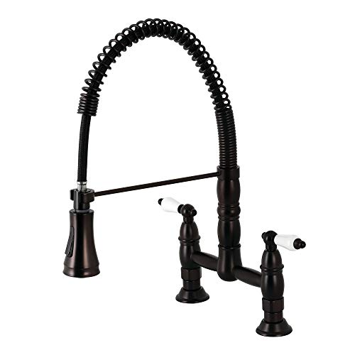 Kingston Brass GS1275PL Heritage Pull-Down Sprayer Kitchen Faucet, Oil Rubbed Bronze 13.88 x 10 x 18.75