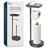 theaoo Toilet Paper Holder Stand with Shelf, Flushable Wipes Dispenser, Free Standing Toilet Tissue Roll Storage Rack Organizer for Bathroom Black, Free Standing - with Storage