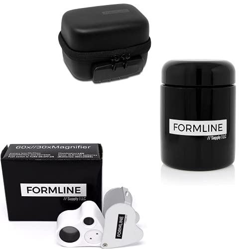 Formline Led Illuminated Jewelers Loupe/Trichome Scope (60X + 30X Lens) - Magnifier And Airtight Protective Jar By Formline Supply - Odor Proof, Smell Proof Container With Case (1/2 Oz - 250 Ml) #TOP6