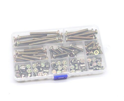 Baby Bed Screws Bolts Kit, cSeao M6 Hex Drive Socket Cap Bolts Barrel Nuts Assortment Kit, M6 x 15mm/ 25mm/ 35mm/ 45mm/ 55mm for Crib Cot Chairs, 100pcs Zinc Plated - Thumbnail 4