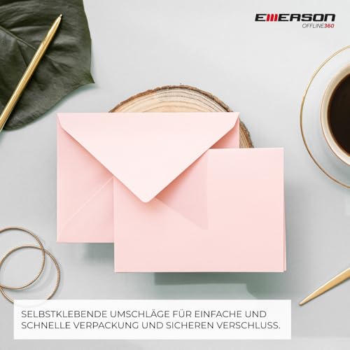 Emerson Briefumschläge bunte postkarten blanko C6 (25 Stück) Kuvert, blanko karten zum selbstgestalten, Grußkarten - 120g 114x162 mm, mit beiliegenden gefalteten Karten 250g 105x148 mm - Cremeweiß