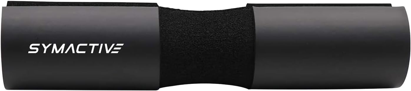 Amazon Brand - Symactive Foam Barbell Pad for Weightlifting (Squat Pad & Hip Thrust Pad) | With Extra Cushion | Antti-Slip Surface (Black)