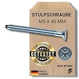 Standard Stulpschraube M5 x 40 mm Zur Zylinder Befestigung, Gewinde mit Spitze, verzinkt/kurz/klein
