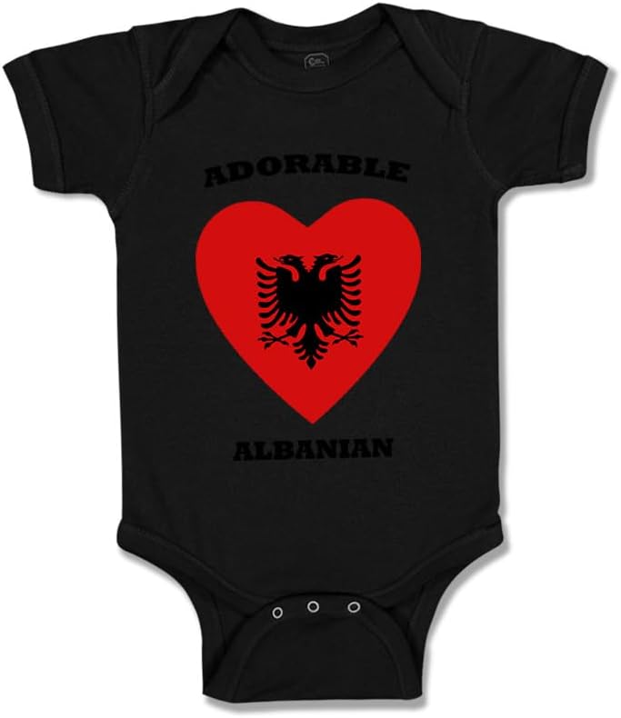 Cute Rascals Custom Boy & Girl Baby Bodysuit Adorable Albanian Heart Funny Cotton Baby Clothes