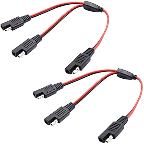ZUYOOK 18AWG SAE Y Splitter Adapter Cable SAE Y Splitter 1 to 2 SAE Extension Cable SAE DC Power Automotive Connector Cable for Solar Panel and DC Power Supply Connector Cable 12inch/30cm (2PACK) Cover