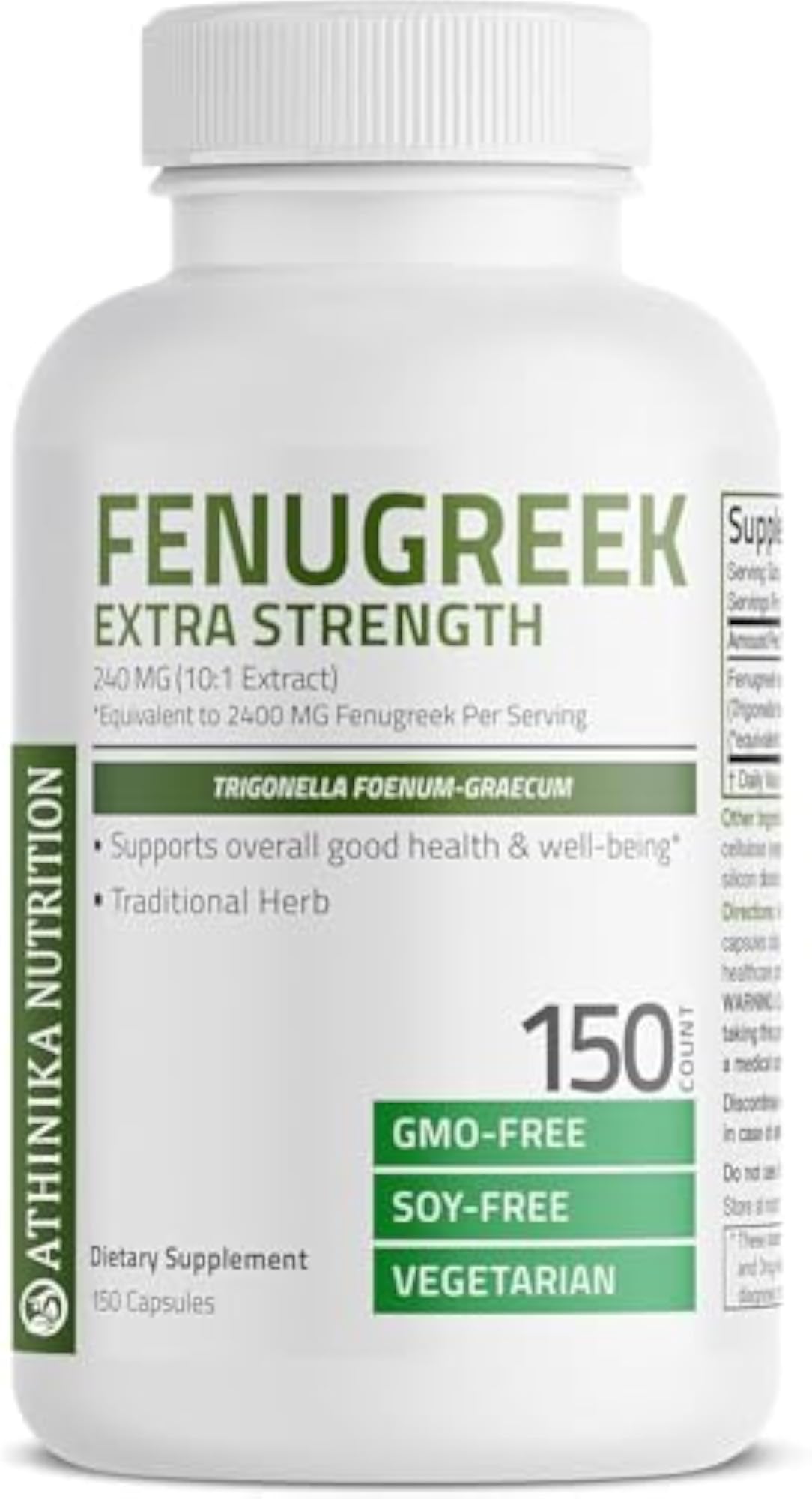 Natural Fenugreek Seed Powder Capsules, 150 Capsules