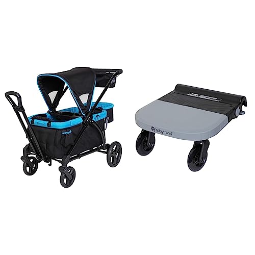 Baby Trend Expedition 2-in-1 Stroller Wagon Plus, Ultra Marine & Smooth Wheel Ride-On Stroller Board, Black