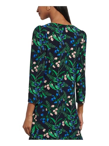 Image of Tommy Hilfiger Women's 3 /4 Sleeve Crew Neck Double Ruffle Hem Jersey Shift Mini Dress