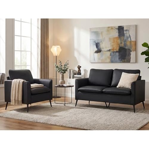 Stylish Faux Leather Loveseat and Chair Set