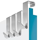Menz Premium Türhaken zum Einhängen – 4 Stück Edelstahl Kleiderhaken Tür mit Anti-Rutsch- und Filz-Pads – Made in Germany Haken Tür – Stabile Türgarderobe zum Einhängen