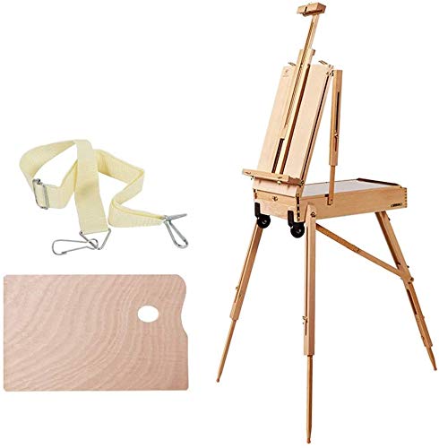 MYUYEE Easels Drawing Display Stand Tripod Artist Easel With Wheel Portable Tie Rod Double Layer Picture Box Multifunction Desktop Easel 210625