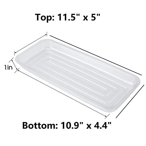 Idyllize Rectangular 5 Pieces Of 11.5 By 5 Inch Clear Thick Plastic Heavy Duty Sturdy Plant Saucer Drip Trays For Pots, Window Sills And Window Shelf (11.5"X5") #TOP1