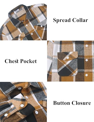 COOFANDY Men Flannel Shirt Casual Button Down Shirt Jacket Long Sleeve Plaid Shirts with Pockets4