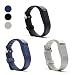 Hotodeal Replacement Bands for Fitbit Flex, Fashion Adjustable Silicone Sport Wristband with Chrome Clasp and Fastener Buckle, Prevent Tracker Falling Off, Comfortable, Pack of 3 (Black+Navy+Grey)