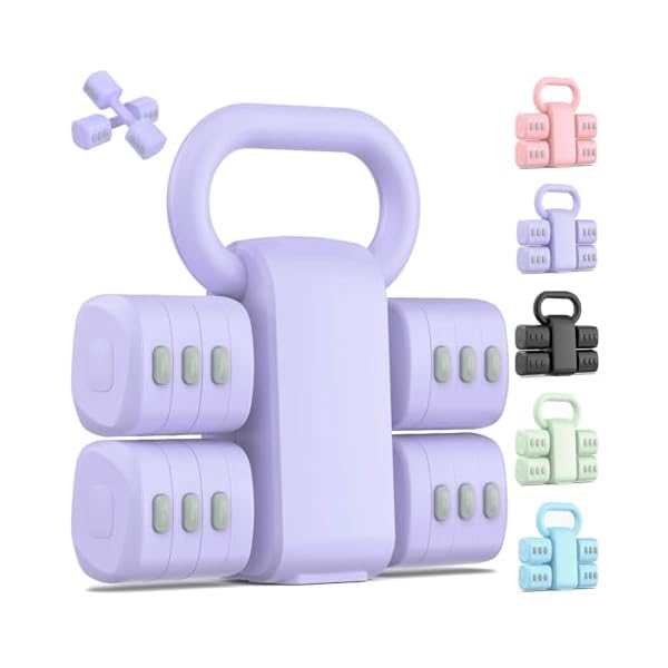 2-in-1 Adjustable Dumbbell Set, 4-Level Weights for Women
