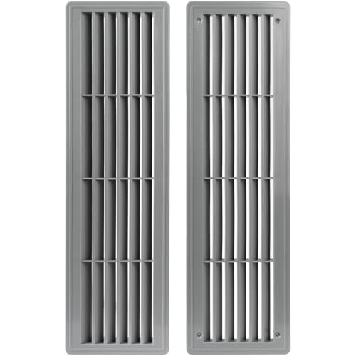 Image of Awenta 18 inch x 5 inch Inch Two Sided Grey Door Air Vent Cover - Door Vents for Interior Doors - Universal Furniture Ventilation Guard- Register for Bathroom, Bedroom, Garage, Kitchen, Furniture