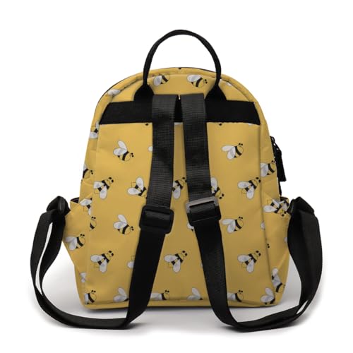 Image of Deanfun Mini Backpack for Women - Cute Bee Print Small Backpack Purse with Ample Storage and Double Zippers Waterproof Shoulder Straps 3D Graphic MNSB-312
