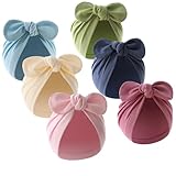 QandSweet Baby Girl Hat Infant Cotton Hats Knotted Rabbit Ear 0-12 Months (Multicolor of 6)