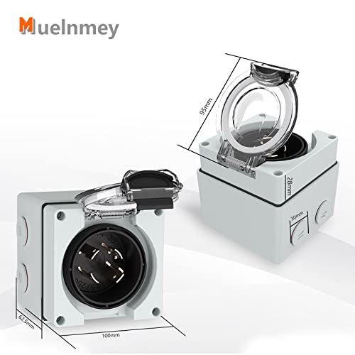 Muelnmey 30Amp Power Inlet Box,Nema L14-30P 125/250Volt 7500W Inlet Generator Plug Outdoor Dustproof And Weatherproof For Electric Vehicles, Generators, Welding Machines, Etc.etl Listed #TOP2