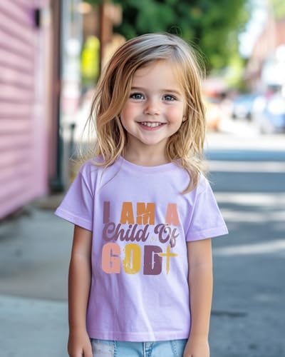 Image of Christian T-Shirts Child of God Shirt Kids Toddler Cute Girls Boys Short Sleeve Tops Graphic I'm A Child of God Tee 2-8 Years
