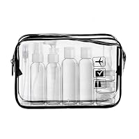 LECUNE Transparenter Kulturbeutel mit 13 Stück Reiseflaschenset (100ml)