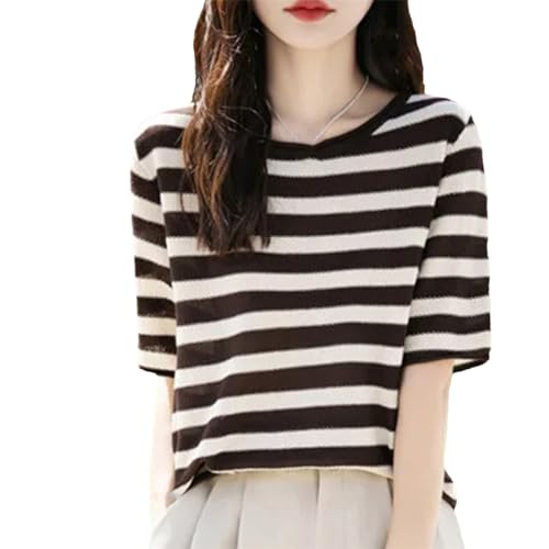 T-shirt en coton pour femmes en vacances pull rayé décontracté