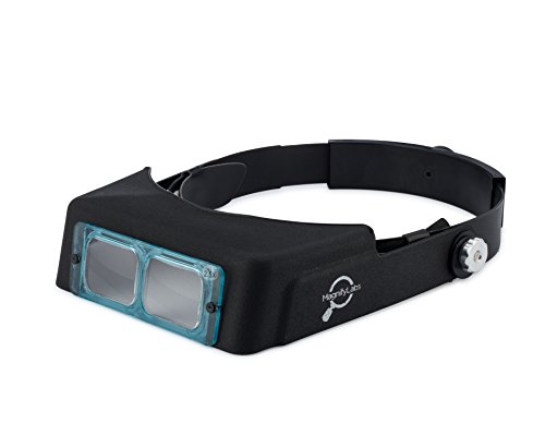 MagnifyLabs Headband Magnifier - (Hands Free Optical Visor/Binocular Magnifier) - with One Optical Glass Lens Plate (2.5X at 8