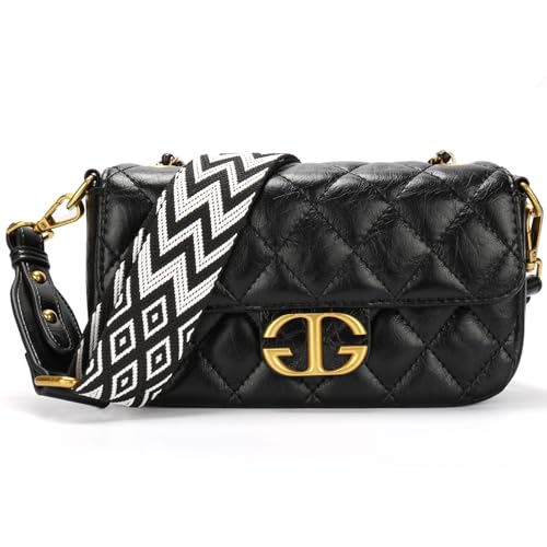 Quilted Crossbody Bags for Women Small Purse Trendy Vegan Leather Shoulder Handbags with Adjustable Shoulder Strap