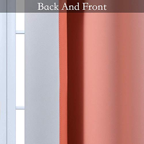 Image of SimpleHome Ombre Coral to Grey White Curtains for Living Room 52Wx84L | Room Darkening Curtains for Bedroom,Gradient Light Blocking Curtain,Thermal Insulated Grommet Window Drapes,2 Panels,84 Inch