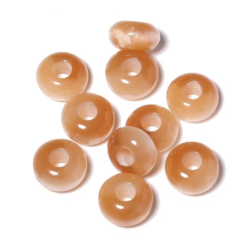 Songxi 60PCS 14x8mm Light Coffee Color Resin Beads for Jewelry Making, Shiny Cat Eye Large Hole Beads Loose Spacer, for Bracelet Earring Necklace Hair, Arts and Crafts, DIY