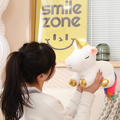 Sqeqe Colorful Unicorn Plush Toy With 4 Baby Plush Unicorns In Her Tummy, Stuffed Cotton Plush Animal Toy Gift For Kids #TOP4