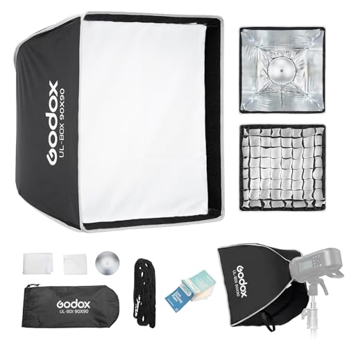 Godox UL-BOX-90 �����`�\�t�g�{�b�N�X�A90x90cm �N�C�b�N�����[�X�X�g���b�v�\�t�g�{�b�N�X�A�O���b�h�t�� �܂肽���ݎ� Bowens�}�E���g�t���_�炩���� �A�B�e�ʐ^���C�gMS200-V MS300-V SK400II-V DP400I