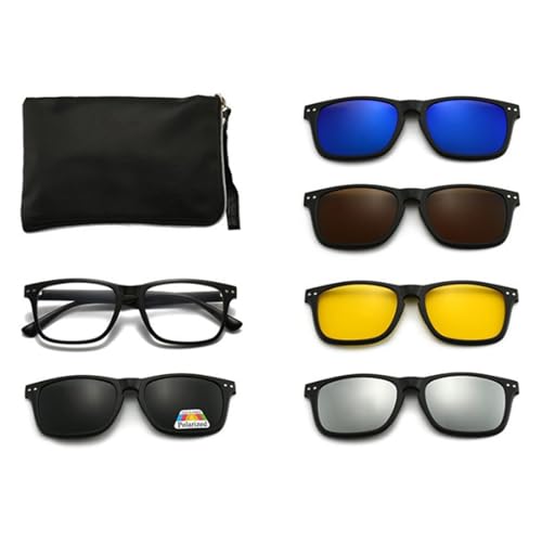 Docache 5 clipes quadrados polarizados TR, mudança de 360°, óculos de sol magnéticos com clipe para exteriores e condução de automóveis