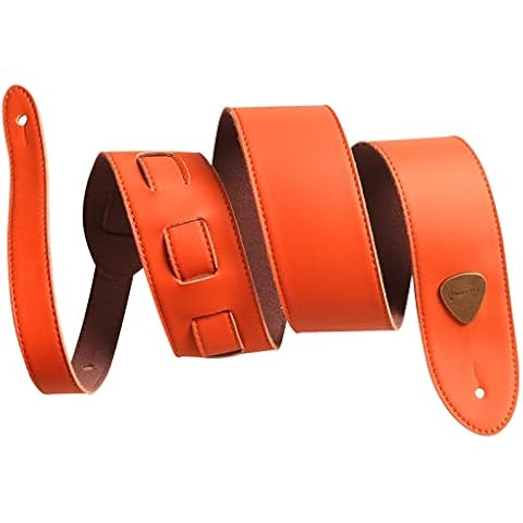 Miwayer Guitar Strap 2" Wide Deluxe Soft Genuine Leather Adjustable Straps Length 38" to 57" for Guitars, Bass, Brown Strap, Universal Cover