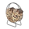 Handgemaakt IJzeren open haard brandhout stand rack opslag plank zwart zand patroon enkele laag 4 voet lange 44 inch…