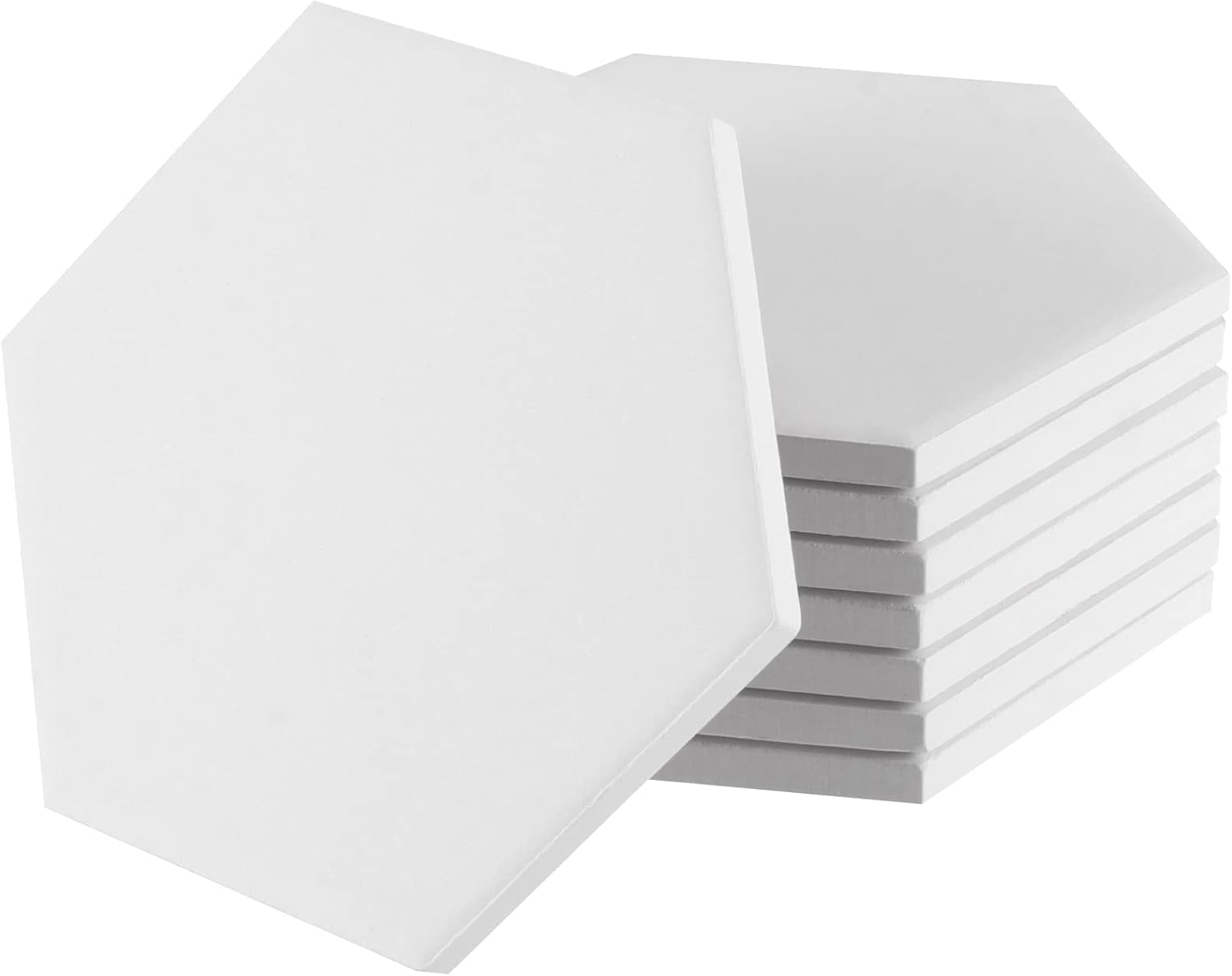 JOIKIT 30 Pack 4 Inch Ceramic Tiles for Crafts Coasters, Hexagon Unglazed Ceramic Tiles with Cork Backing Pads, Use with Alcohol Ink or Acrylic Pouring, Make Your Own Coasters