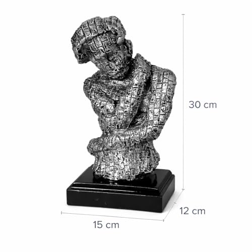 Image of Xtore Contemplative Classical Thinker Sculpture for Living Room, Study & Office Decor -Pack of 1, Grey