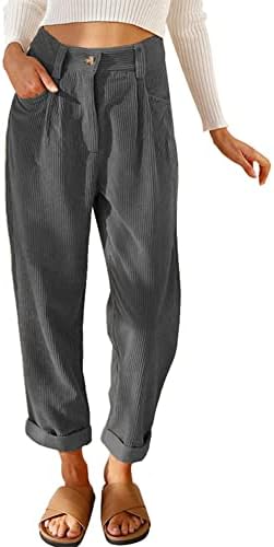 Odizli Women's Corduroy Trousers High Waist Straight Leg Jogging Autumn Winter Warm Casual Loose Fit Long Pants Plus Size