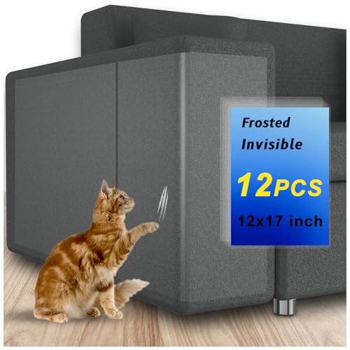 mioule Anti Cat Scratch Furniture Protectors from Cats Scratching Stop, 12 Pack Self-Adhesive Single Side Couch Sofa Corner Protector from Cat Claws