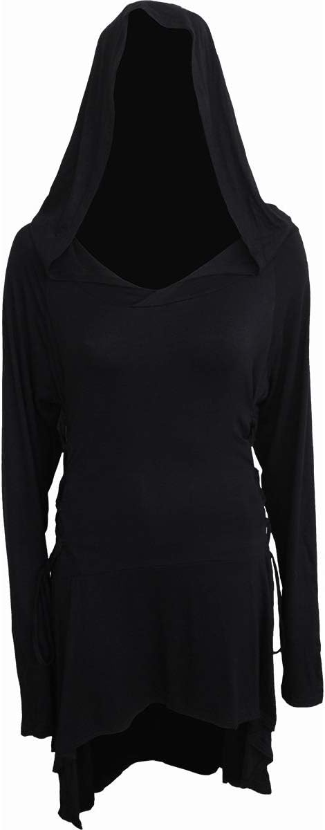 Spiral - Gothic Elegance - Black Widow Gothic Hooded Dress - S